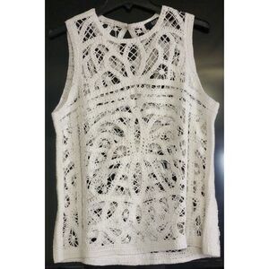 A.N.A womans's sleeveless, intricate lace crochet pattern top size Large